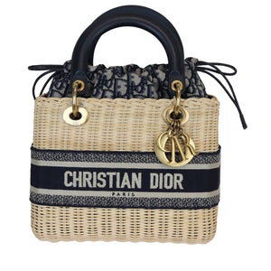 Lady Dior Medium Wicker Oblique Blue GHW