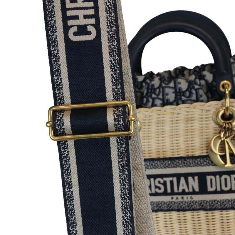 Lady Dior Medium Wicker Oblique Blue GHW