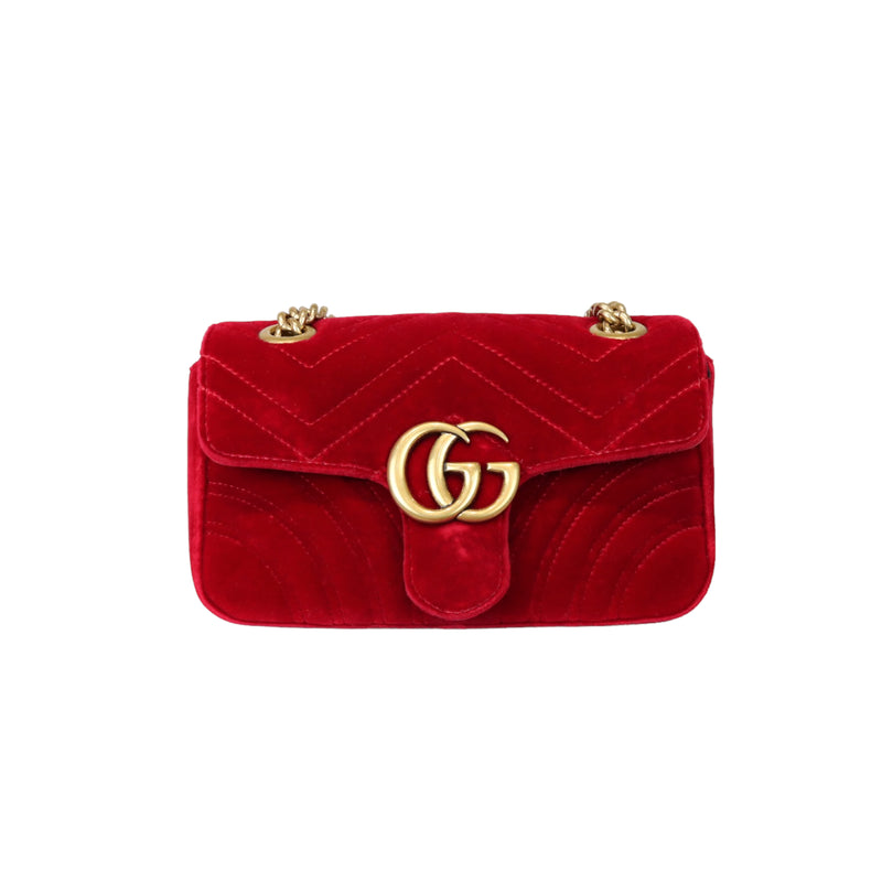 Gucci marmont velvet bag red