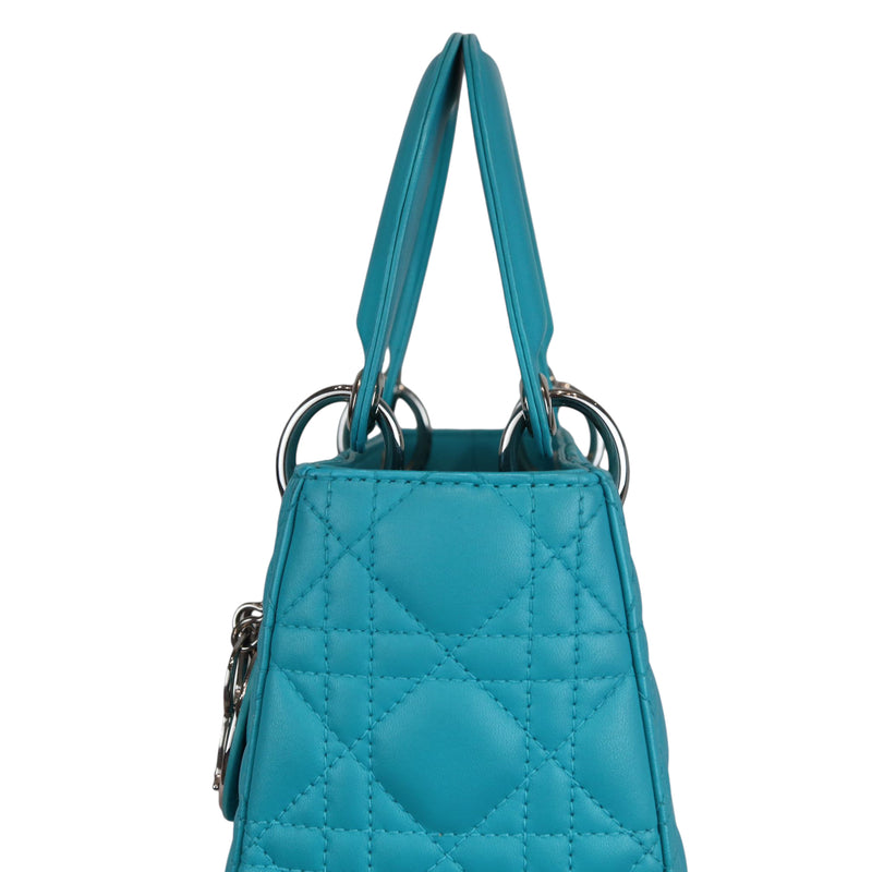 Medium Lady Dior Cannage Aqua Blue SHW