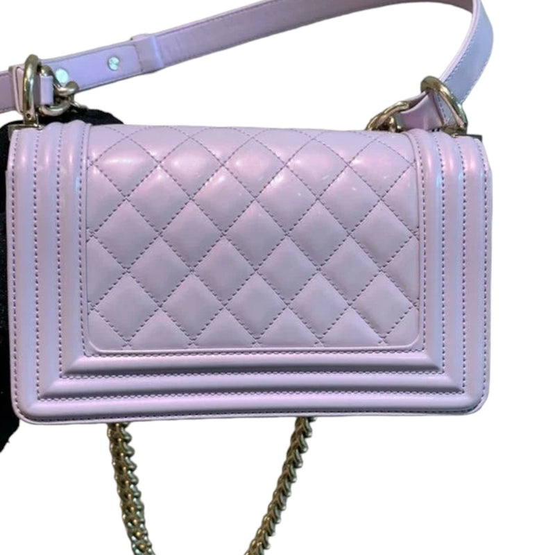 Boy Flap Small Lambskin Purple Patent SHW