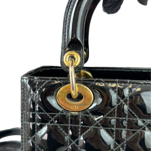 Lady Dior Medium Patent Black GHW