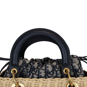 Lady Dior Medium Wicker Oblique Blue GHW