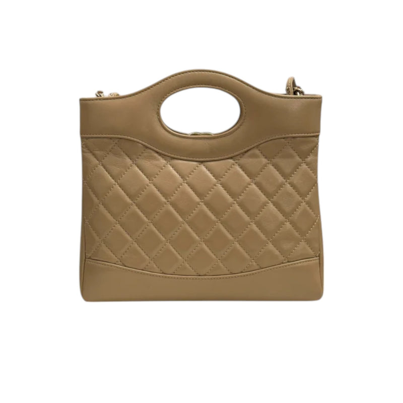31 Shopping Tote Mini Crumpled Lambskin Dark Beige GHW