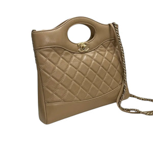 31 Shopping Tote Mini Crumpled Lambskin Dark Beige GHW