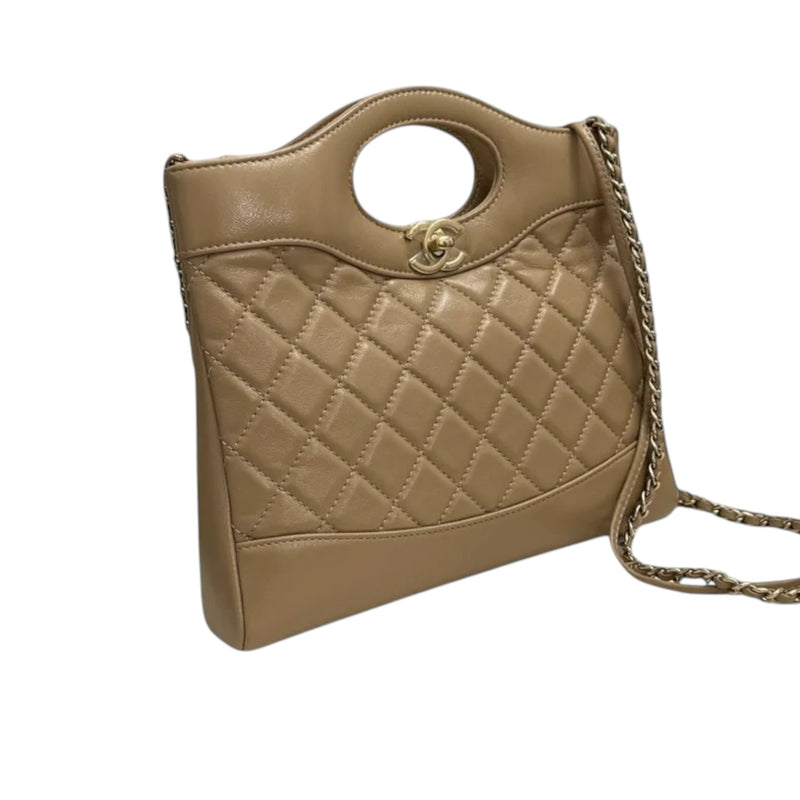 31 Shopping Tote Mini Crumpled Lambskin Dark Beige GHW