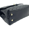 Coco Handle Mini Caviar Quilted with Hermes Twilly Black GHW