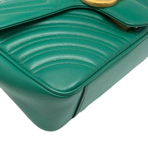 Small GG Marmont Calfskin Matelasse Emerald Green GHW