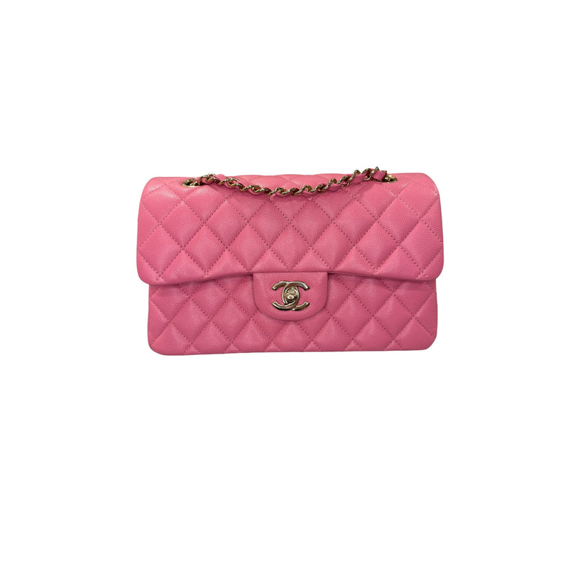 Classic Double Flap Small Caviar Quilted Pink SHW