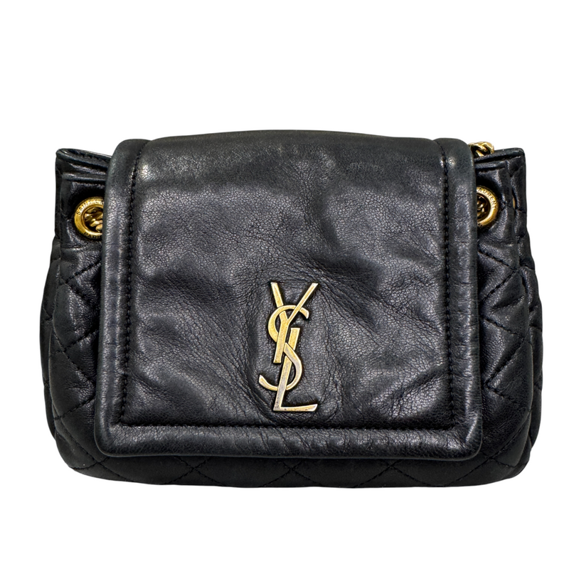 Nolita Mini Lambskin Quilted Monogram Black GHW