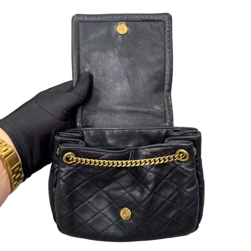 Nolita Mini Lambskin Quilted Monogram Black GHW