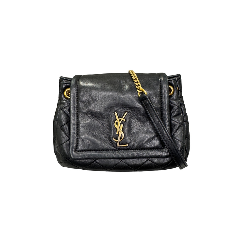 Nolita Mini Lambskin Quilted Monogram Black GHW