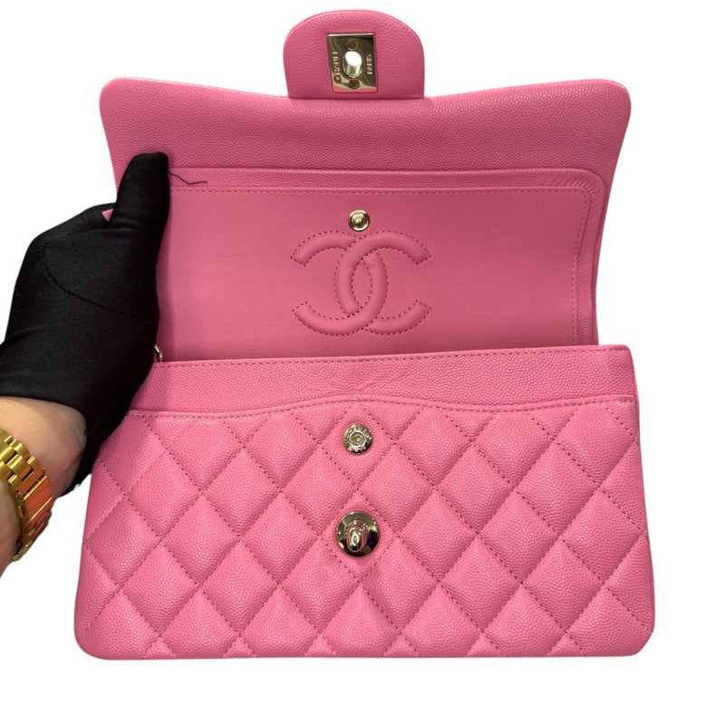 Classic Double Flap Small Caviar Quilted Pink SHW