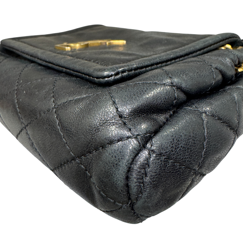 Nolita Mini Lambskin Quilted Monogram Black GHW