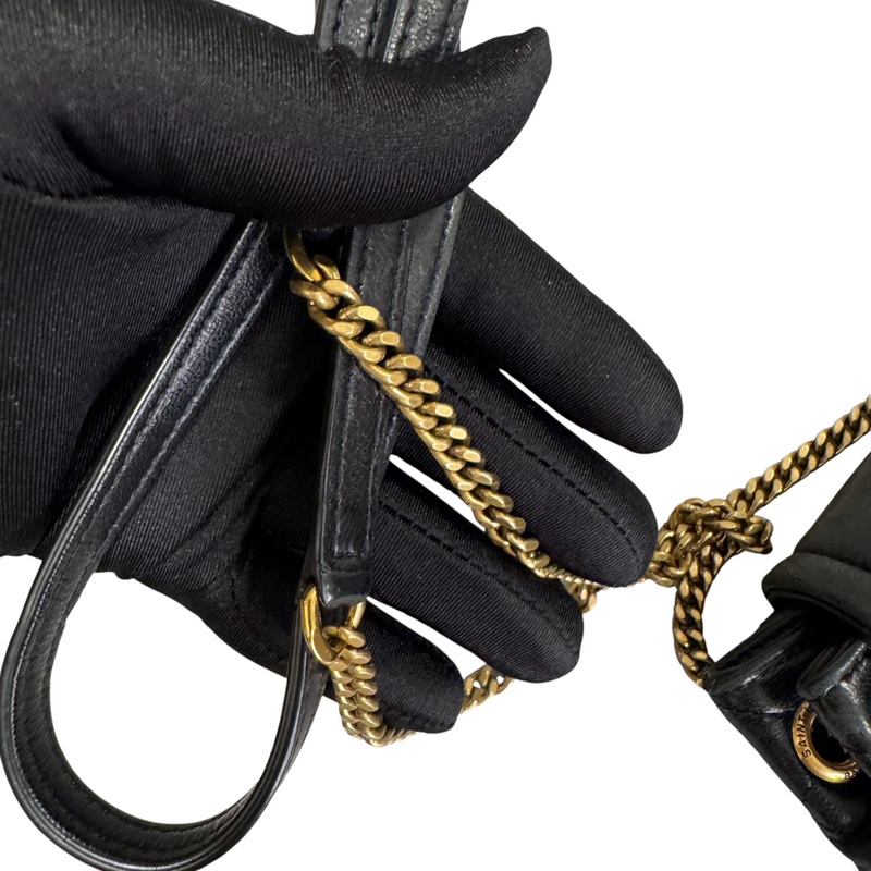 Nolita Mini Lambskin Quilted Monogram Black GHW