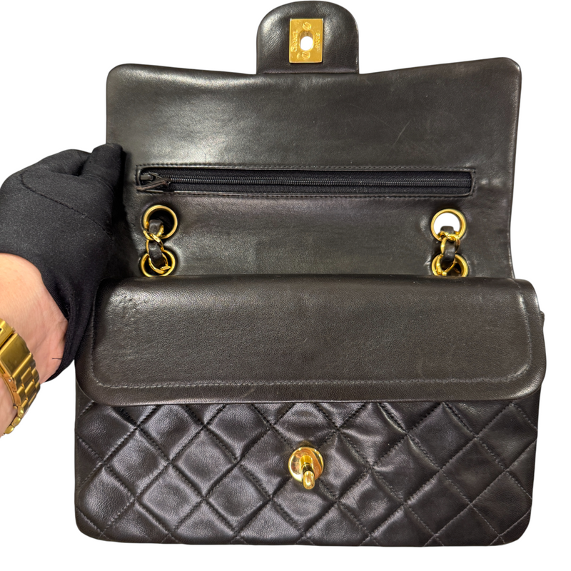 Classic Vintage Double Flap Small Lambskin Black GHW