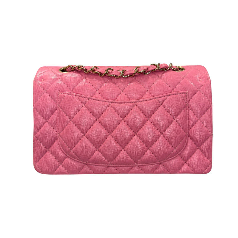 Classic Double Flap Small Caviar Quilted Pink SHW