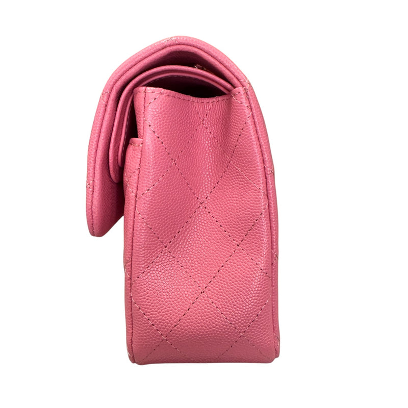 Classic Double Flap Small Caviar Quilted Pink SHW