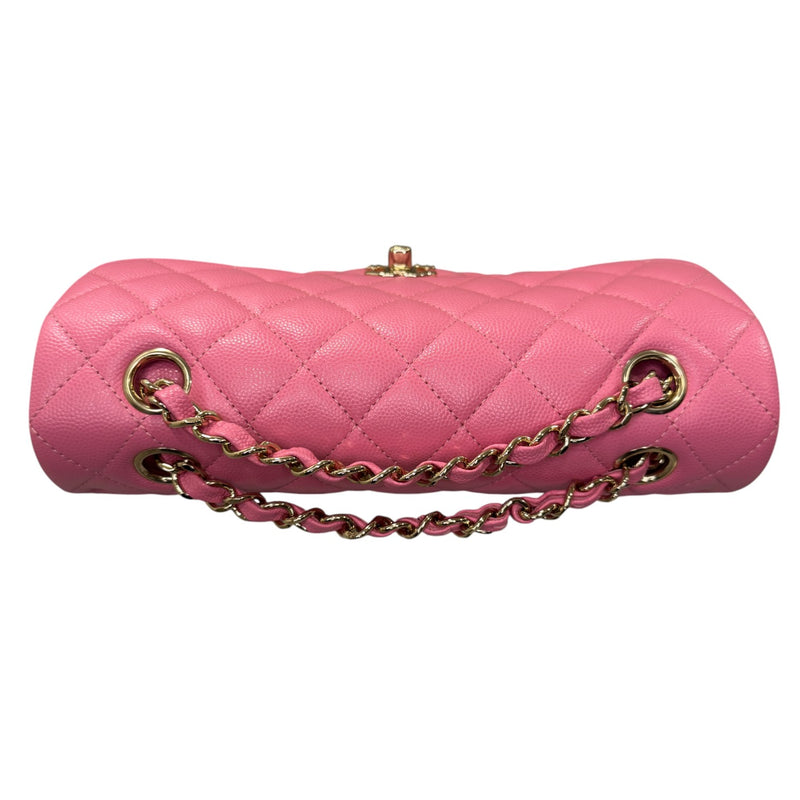 Classic Double Flap Small Caviar Quilted Pink SHW