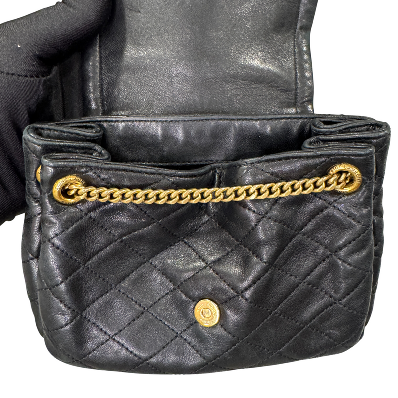 Nolita Mini Lambskin Quilted Monogram Black GHW