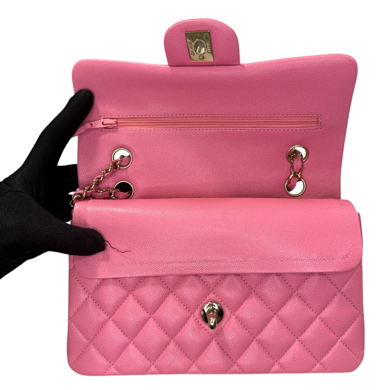 Classic Double Flap Small Caviar Quilted Pink SHW