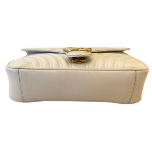 GG Marmont Small Shoulder Calfskin Matelasse White GHW