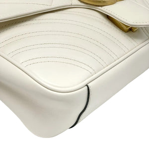 Small GG Marmont Calfskin Matelasse White GHW