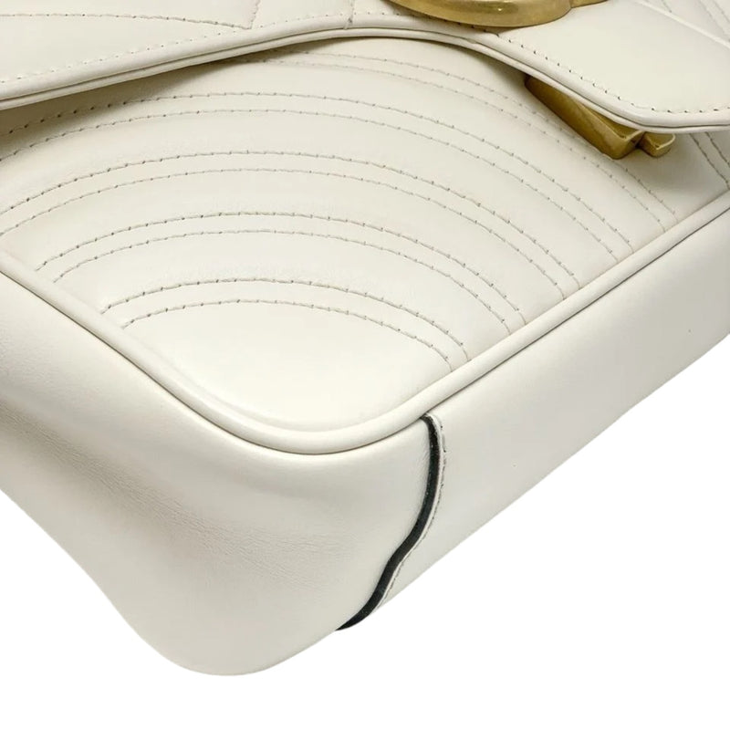 Small GG Marmont Calfskin Matelasse White GHW