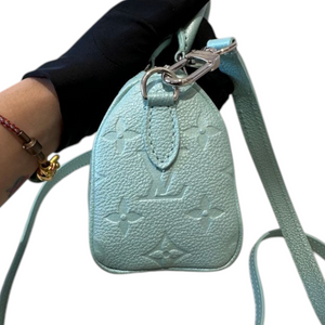 Nano Speedy Empreinte Monogram Turquoise Blue SHW