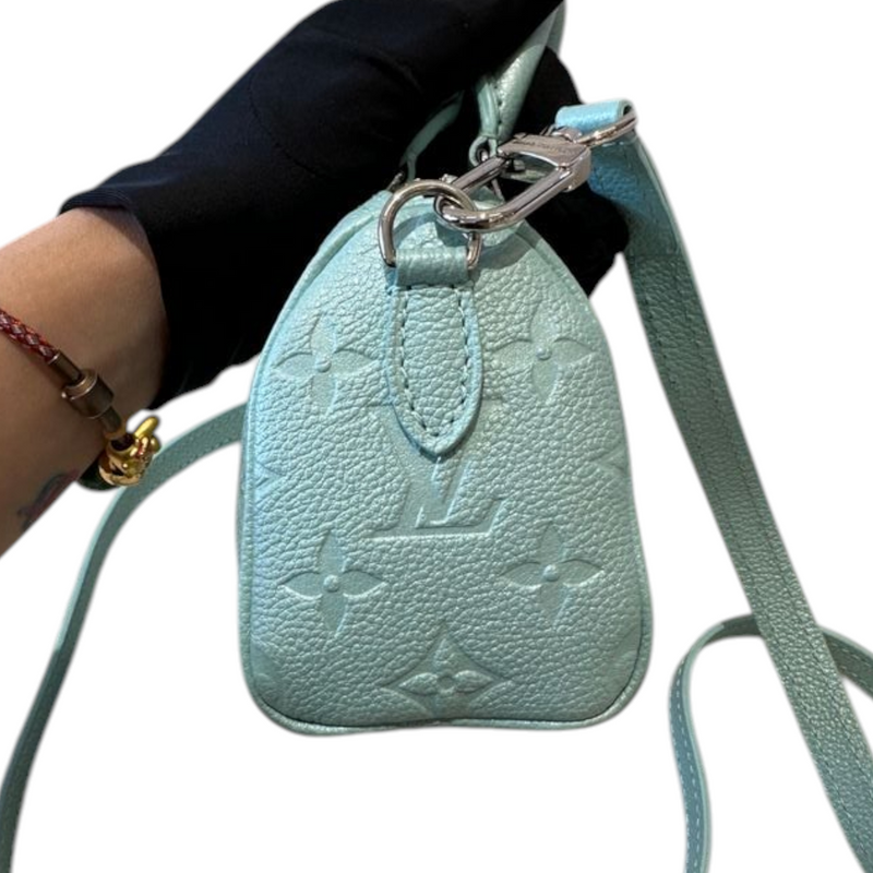 Nano Speedy Empreinte Monogram Turquoise Blue SHW