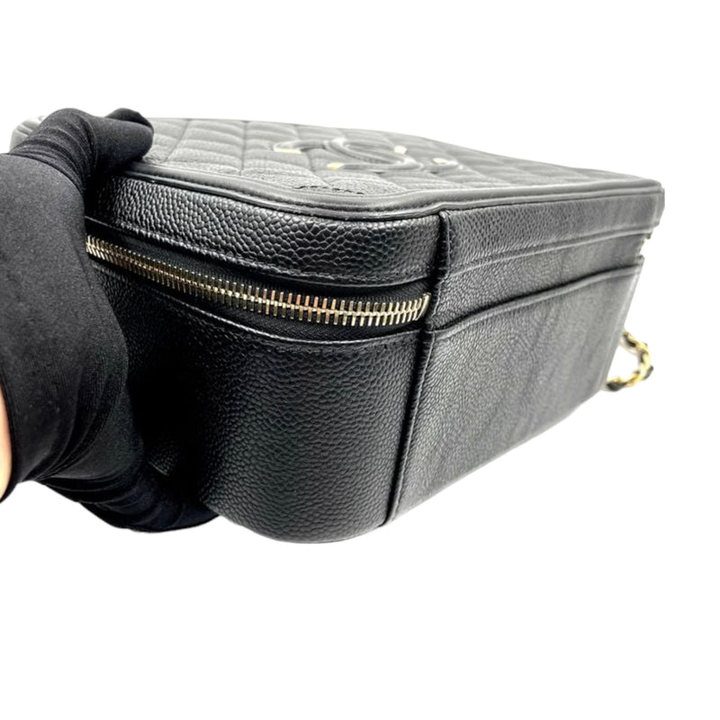 CC Filigree Vanity Case Medium With Hermes Twilly Caviar Black GHW