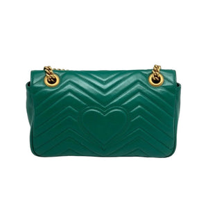 Small GG Marmont Calfskin Matelasse Emerald Green GHW