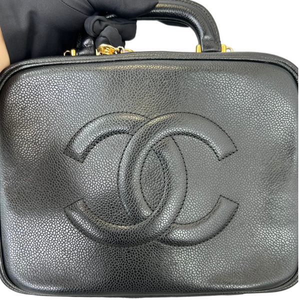 Chanel 22S mini vanity with giant chain caviar black with SHW