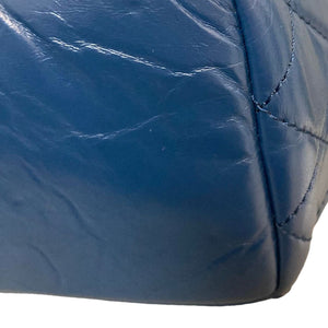 Drawstring Bag Small Aged Calfskin Quilted Blue SHW