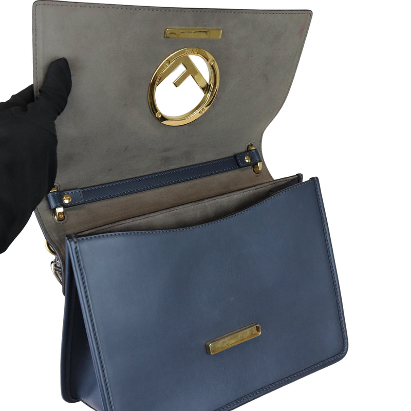 F is Fendi Medium Kan Vitello Century Opaco Blue MHW