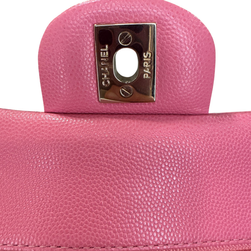 Classic Double Flap Small Caviar Quilted Pink SHW