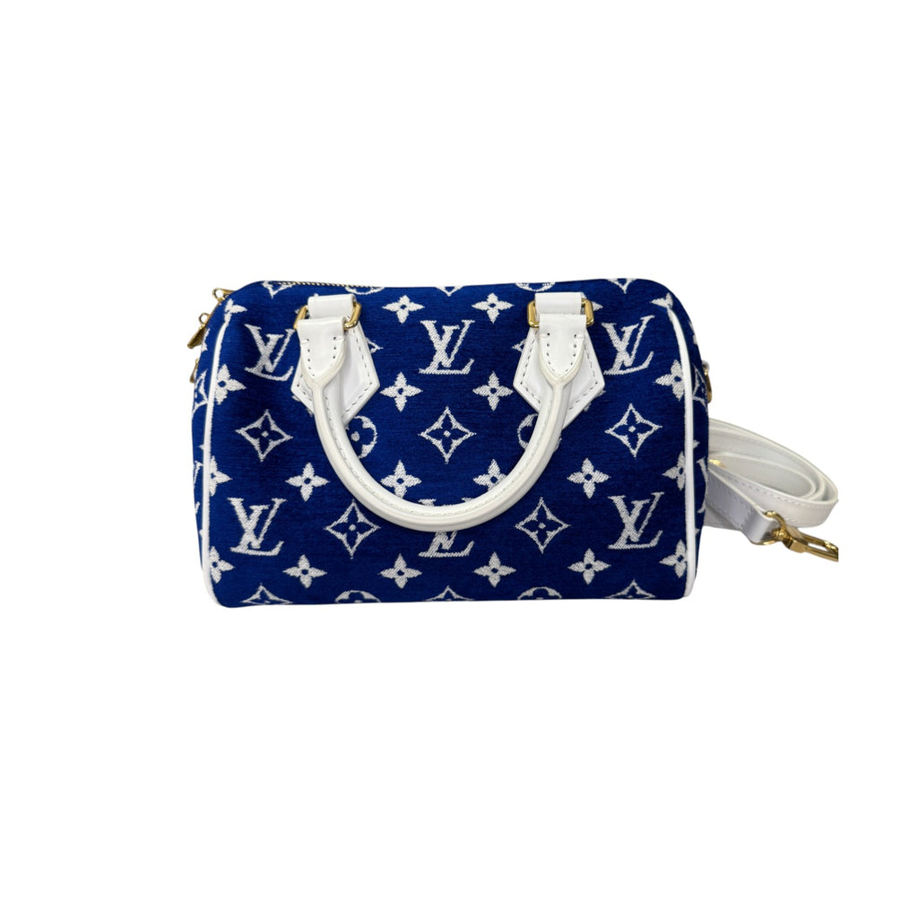 Speedy Bandouliere 20 Velvet Monogram Blue GHW
