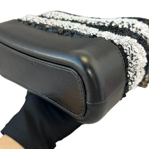 Small Gabrielle Hobo Sequin Calfskin Black White MHW