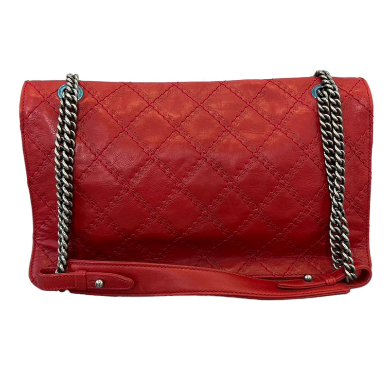 2.55 Reissue 227 Flap Aged Calfskin Embossed Logo Quilted Red RHW