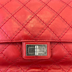 2.55 Reissue 227 Flap Aged Calfskin Embossed Logo Quilted Red RHW