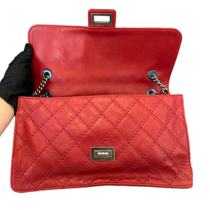 2.55 Reissue 227 Flap Aged Calfskin Embossed Logo Quilted Red RHW