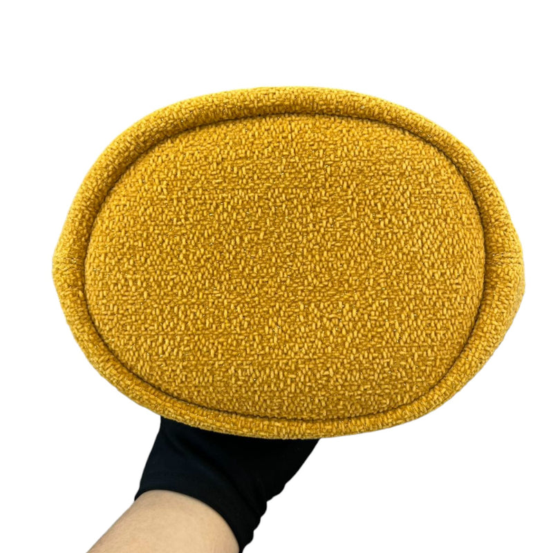 Deauville Drawstring Bucket Striped Canvas Yellow GHW