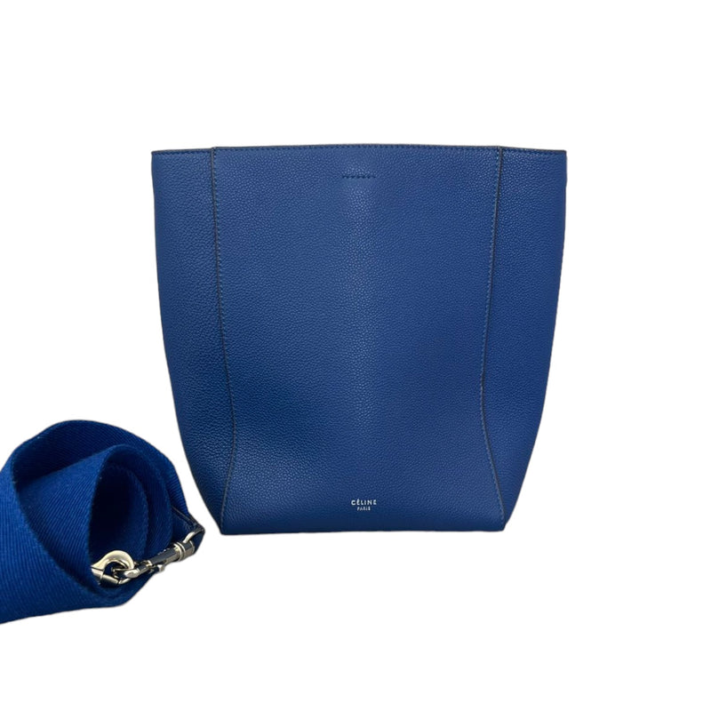 Sangle Bucket Small Soft Grained Calfskin Blue SHW