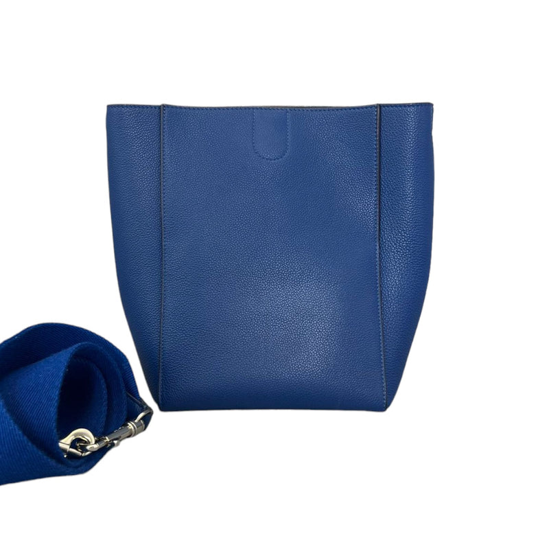 Sangle Bucket Small Soft Grained Calfskin Blue SHW