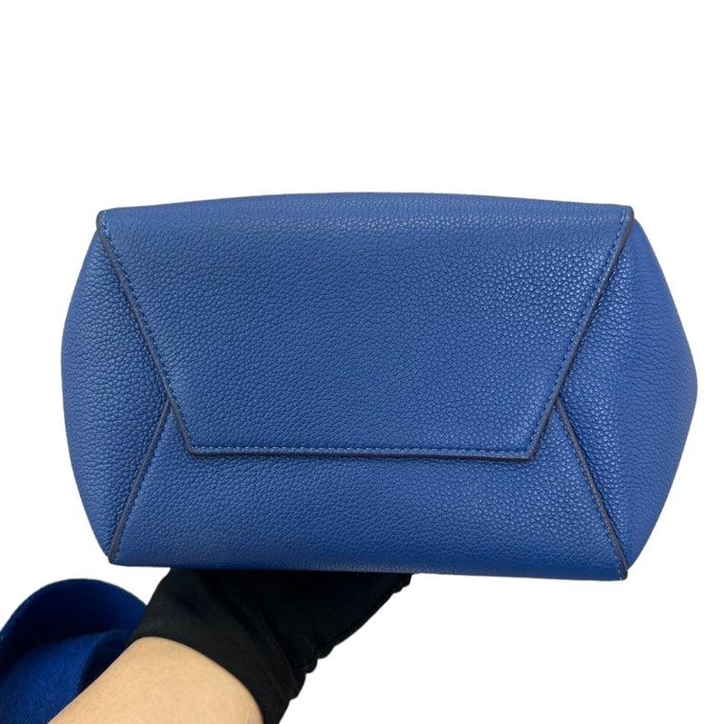 Sangle Bucket Small Soft Grained Calfskin Blue SHW