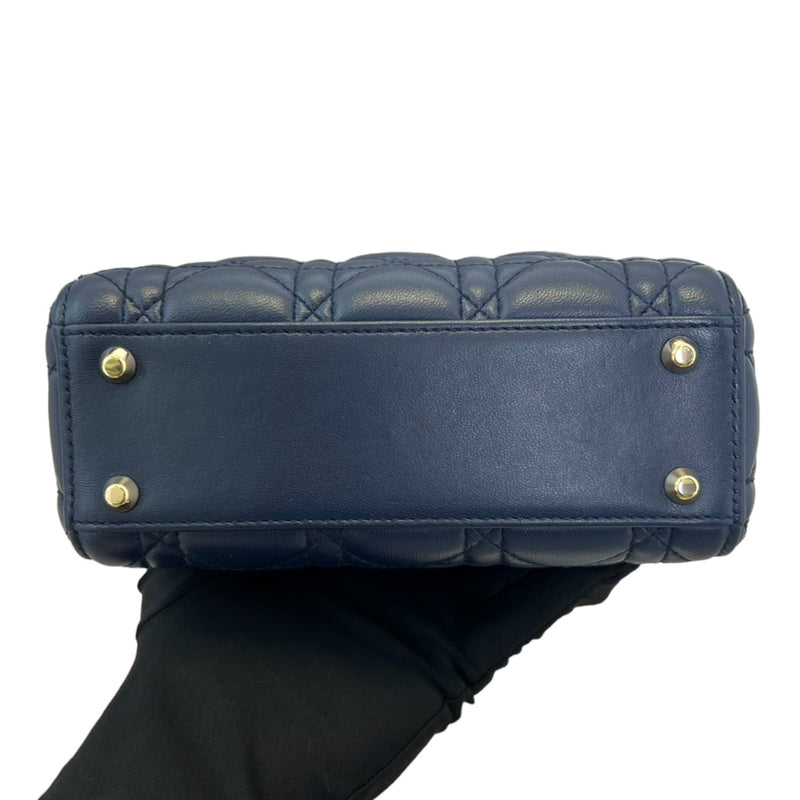 Mini Lady Dior Top Flap Lambskin Cannage Navy GHW