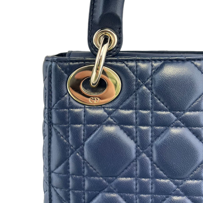 Mini Lady Dior Top Flap Lambskin Cannage Navy GHW