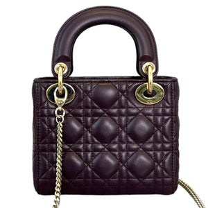 Mini Lady Dior Lambskin Cannage Plum GHW