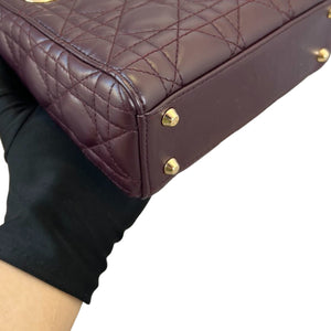 Mini Lady Dior Lambskin Cannage Plum GHW