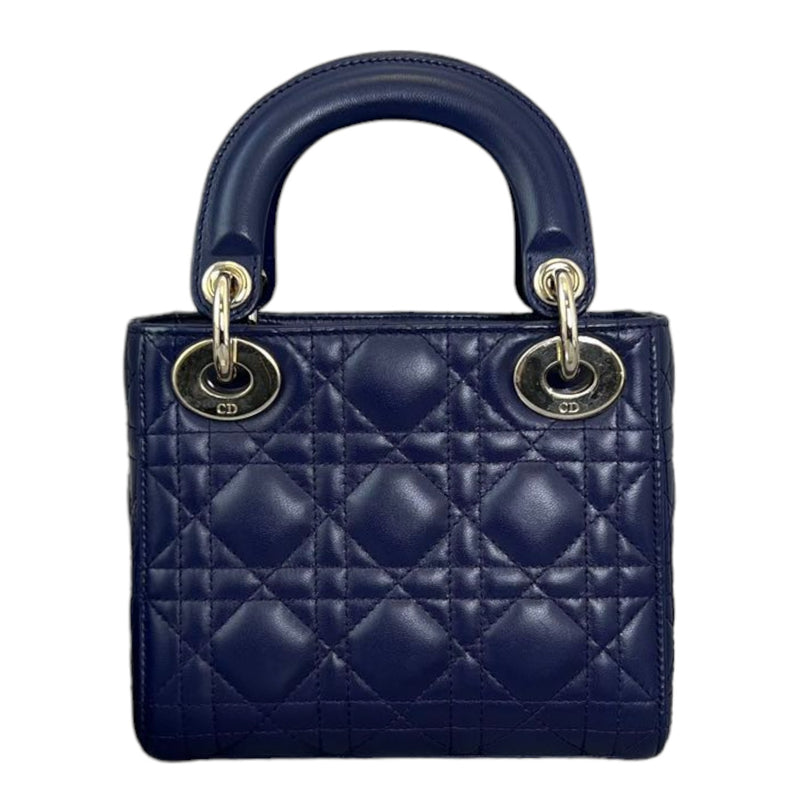 Small Lady Dior Top Flap Lambskin Cannage Navy GHW